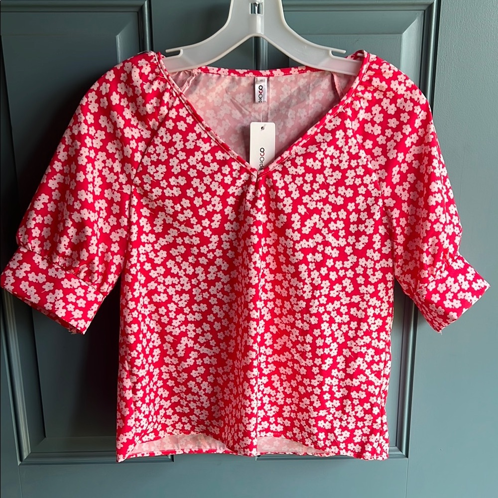 Red Floral Women's Blouse